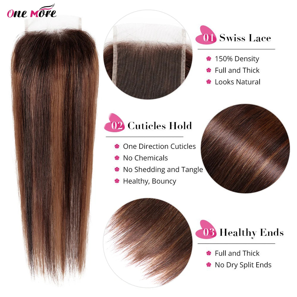 4x4 5x5 Closure With Bundles FB30 Brown Straight Bundles With Closure Ombre Colored Highlight Human Hair Bundles With Closure