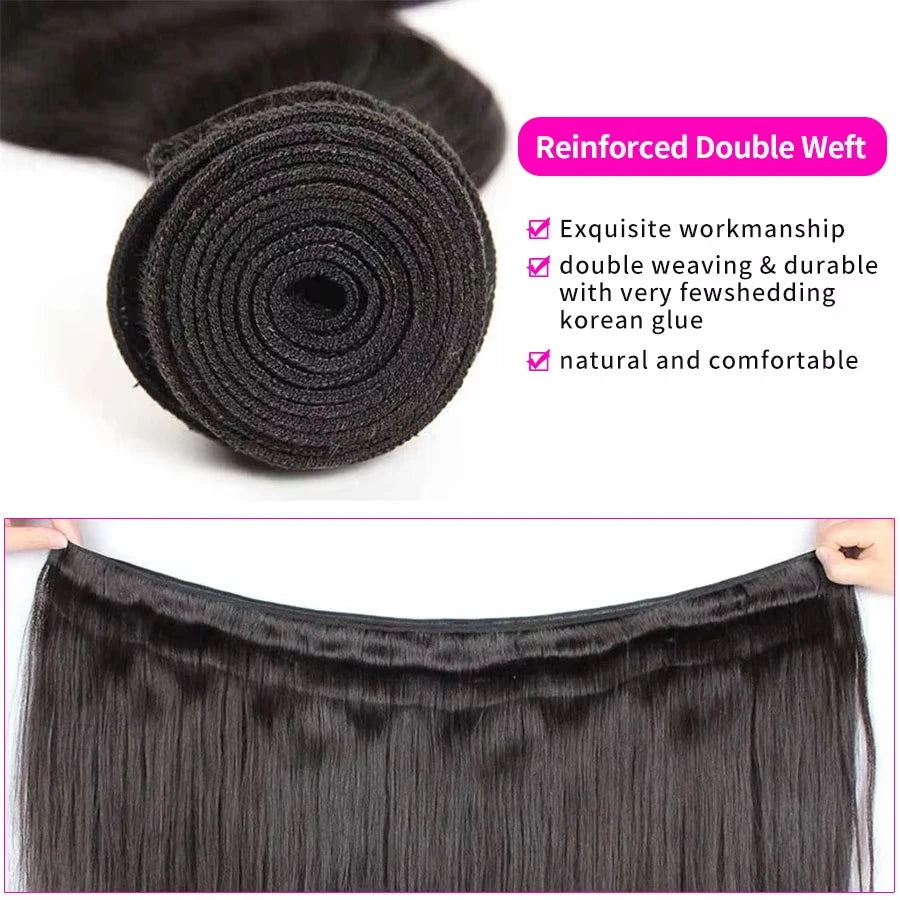 Peruvian Straight Human Hair Weave Bundles 1/3/4 Pcs Human Hair Bundles Remy Virgin Hair Extensions Natural Black