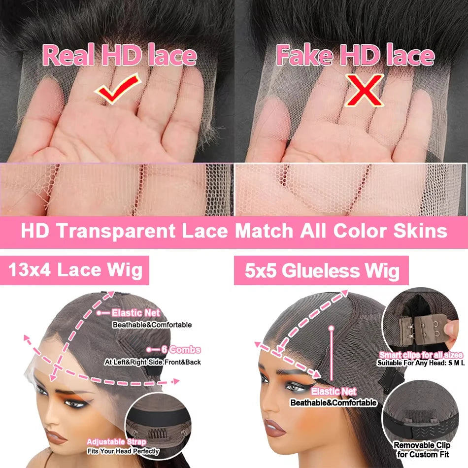 Body Wave 360 Full HD Lace Frontal Wigs Human Hair Preplucked Brazilian Glueless Wig 200 Density 13x4 Lace Front Human Hair Wig