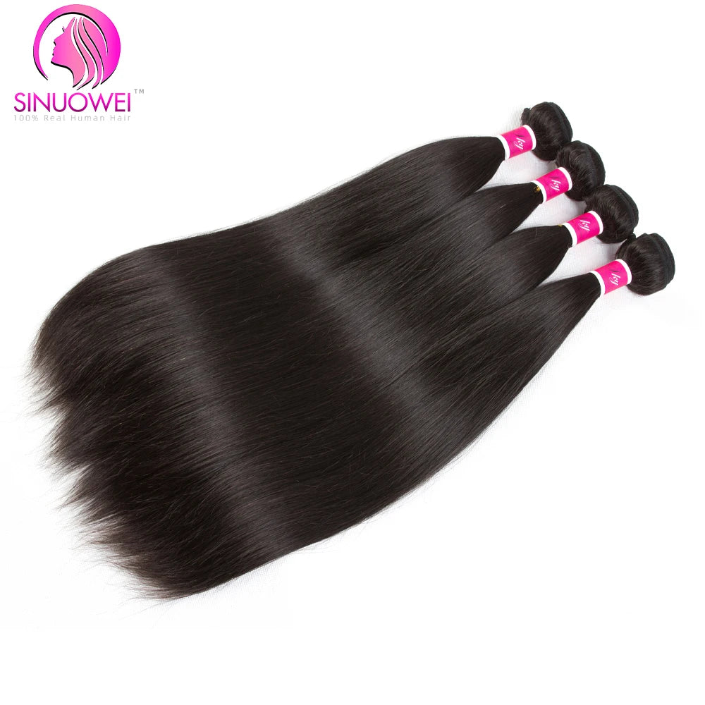 Straight Human Hair 3 Bundles Brazilian Hair Straight Weave Bundles Virgin Hair Human Hair Extensions For Women Natural Black