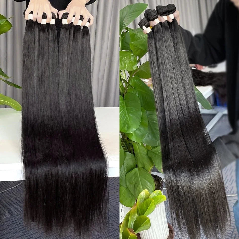 40inch Bone Straight Human Hair Bundles 100% Brazilian Raw Virgin Human Hair 1/3/4 Bundles for Women 18A Thick Bundles Wholeasle