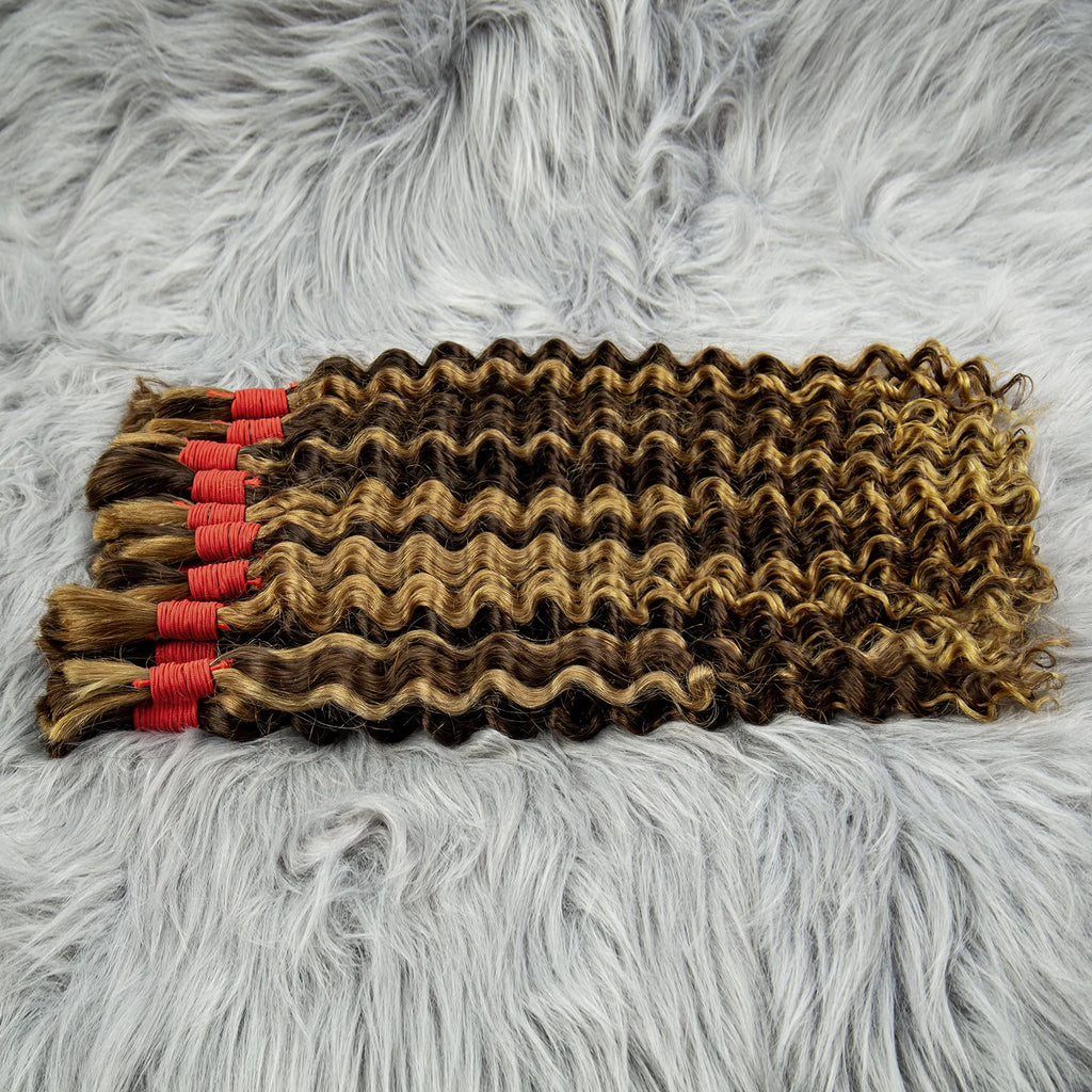 Blonde Deep Wave Human Hair Bundles 28 Inch #27 Colored Human Hair Bundles Brazilian Human Hair Bundles Deep Wave Boho Braids