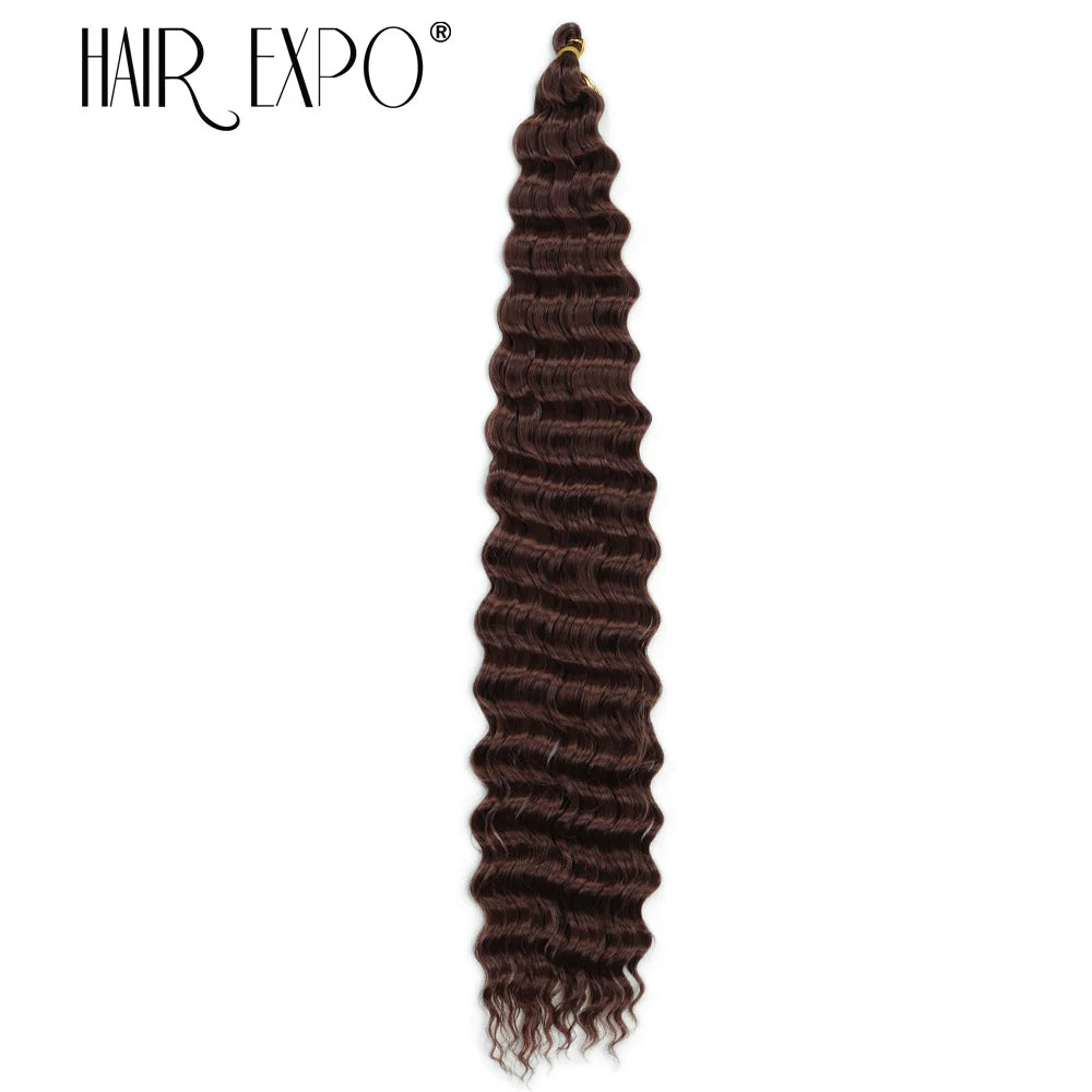 30Inch Deep Wave Twist Crochet Hair Synthetic Deep Curly Braiding Hair Extension Ombre Bohemian Ocean Wave Braids Hair For Women