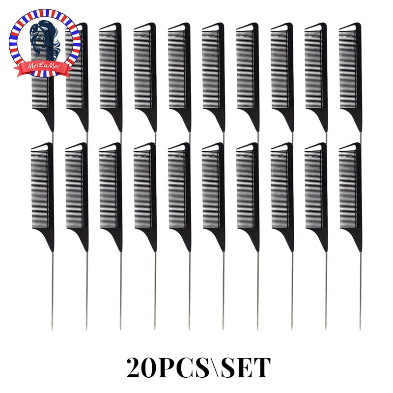 10/20PCS Professional Hair Styling Pointy Tail Comb（Black, Purple, Pink, Green, Yellow） for Wig, Partition, Braid, Hair Dye,