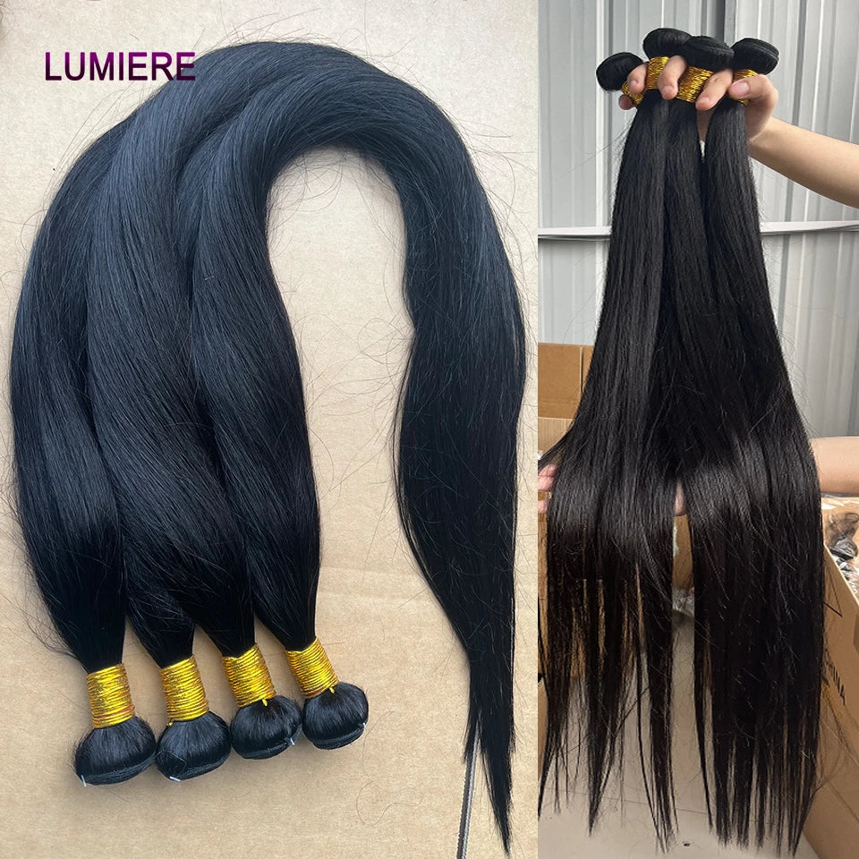 40inch Bone Straight Human Hair Bundles 100% Brazilian Raw Virgin Human Hair 1/3/4 Bundles for Women 18A Thick Bundles Wholeasle