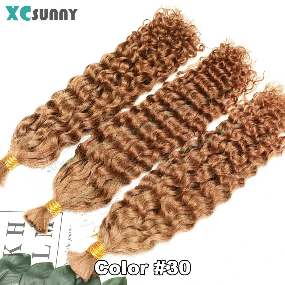 Bulk Curly Human Hair For Braiding 27 Burmese Bulk Human Hair Deep Wave 30 For Boho Knotless Braids Double Drawn Bundles