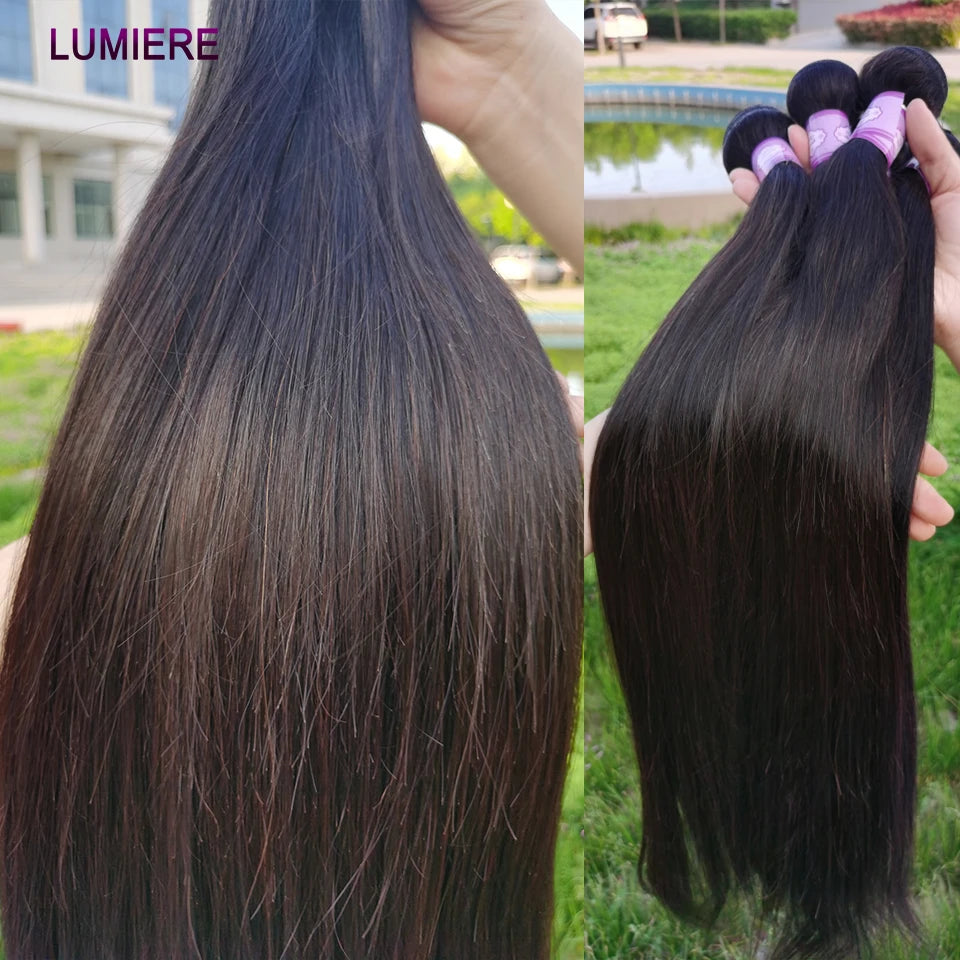 40inch Bone Straight Human Hair Bundles 100% Brazilian Raw Virgin Human Hair 1/3/4 Bundles for Women 18A Thick Bundles Wholeasle