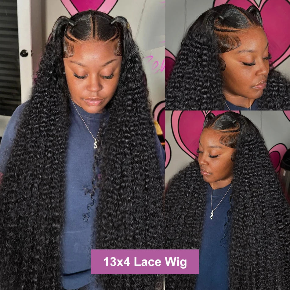 Links 250 Density Curly Wigs 13x6 13x4 HD Lace Frontal Human Hair Wigs  30 40 Inch Remy Deep Wave 5x5 Glueles Lace Wig For Women