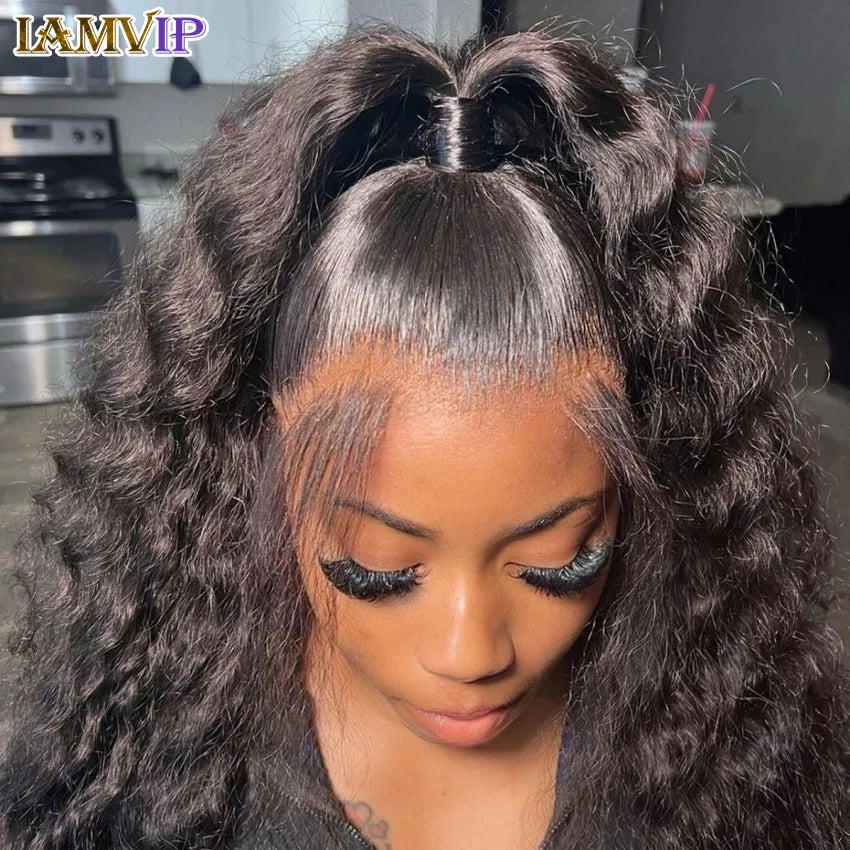 Deep Wave Frontal 13x4/13x6 Hd Lace Frontal For Women Black Glueless Human Hair Ready To Wear Human Hair Wigs