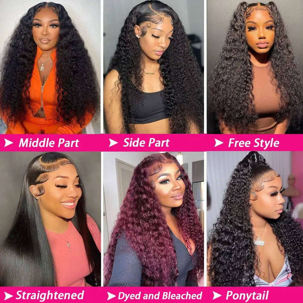 Deep Wave Frontal 13x4/13x6 Hd Lace Frontal For Women Black Glueless Human Hair Ready To Wear Human Hair Wigs