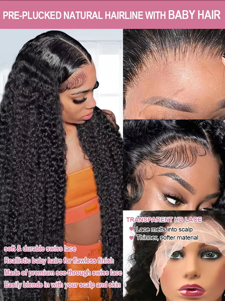 200 Density Water Curly 13x6 HD Lace Frontal Human Hair Wigs Brazilian 30 40 Inch Loose Deep Wave 13x4 Lace Front Wig For Women