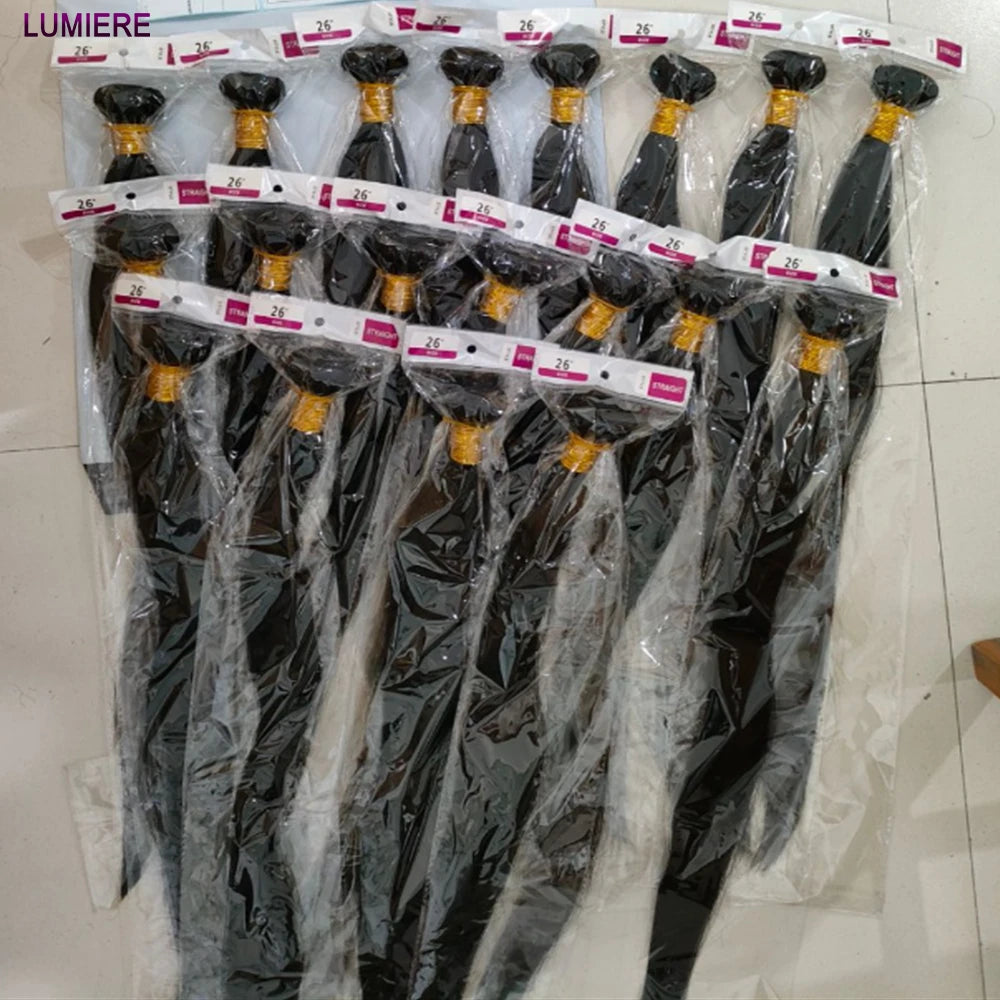 40inch Bone Straight Human Hair Bundles 100% Brazilian Raw Virgin Human Hair 1/3/4 Bundles for Women 18A Thick Bundles Wholeasle