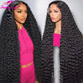 Deep Wave 13x4 Lace Frontal Human Hair Wig For Women PrePlucked Brazilian Transparent Lace Front Wigs Cury 4x4 Lace Closure Wig