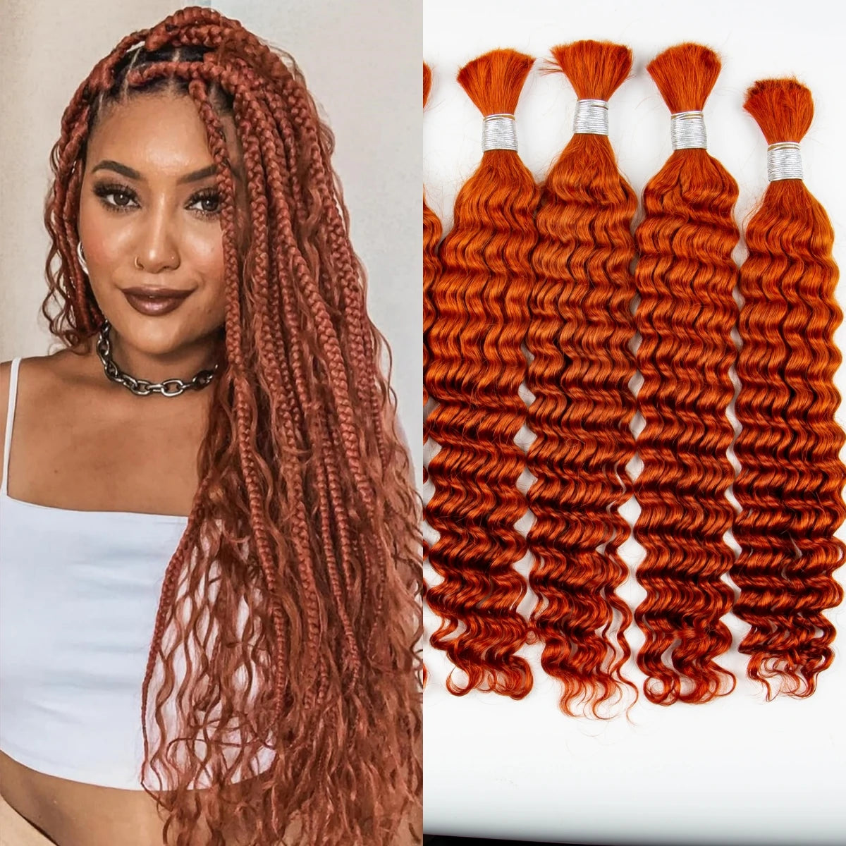 Blonde Deep Wave Human Hair Bundles 28 Inch #27 Colored Human Hair Bundles Brazilian Human Hair Bundles Deep Wave Boho Braids