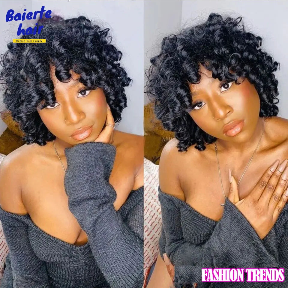 Baierte Brazilian Funmi Bouncy Curly Human Hair Weave Bundle Machine Double Weft Virgin Funmi Curly Human Hair Bundles For Women