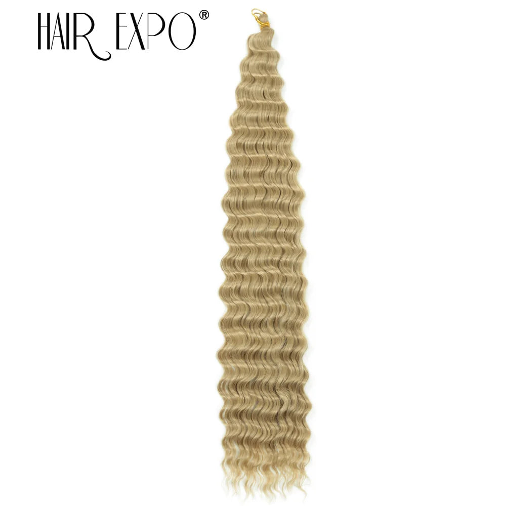 30Inch Deep Wave Twist Crochet Hair Synthetic Deep Curly Braiding Hair Extension Ombre Bohemian Ocean Wave Braids Hair For Women