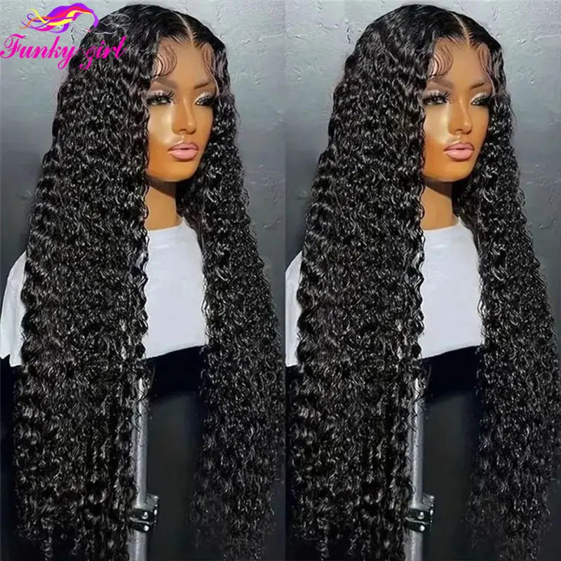 Deep Wave 13x4 Lace Frontal Human Hair Wig For Women PrePlucked Brazilian Transparent Lace Front Wigs Cury 4x4 Lace Closure Wig