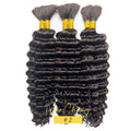 30# Chocolate Brown Deep Wave Bulk 100G 2 Bundles Human Hair for Boho Braids Curly Braiding Hair 14-24 inch Remy Hair Brazilian